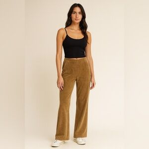 L.L. Bean Tan Corduroy Wide Leg Pull-on Pants Small
